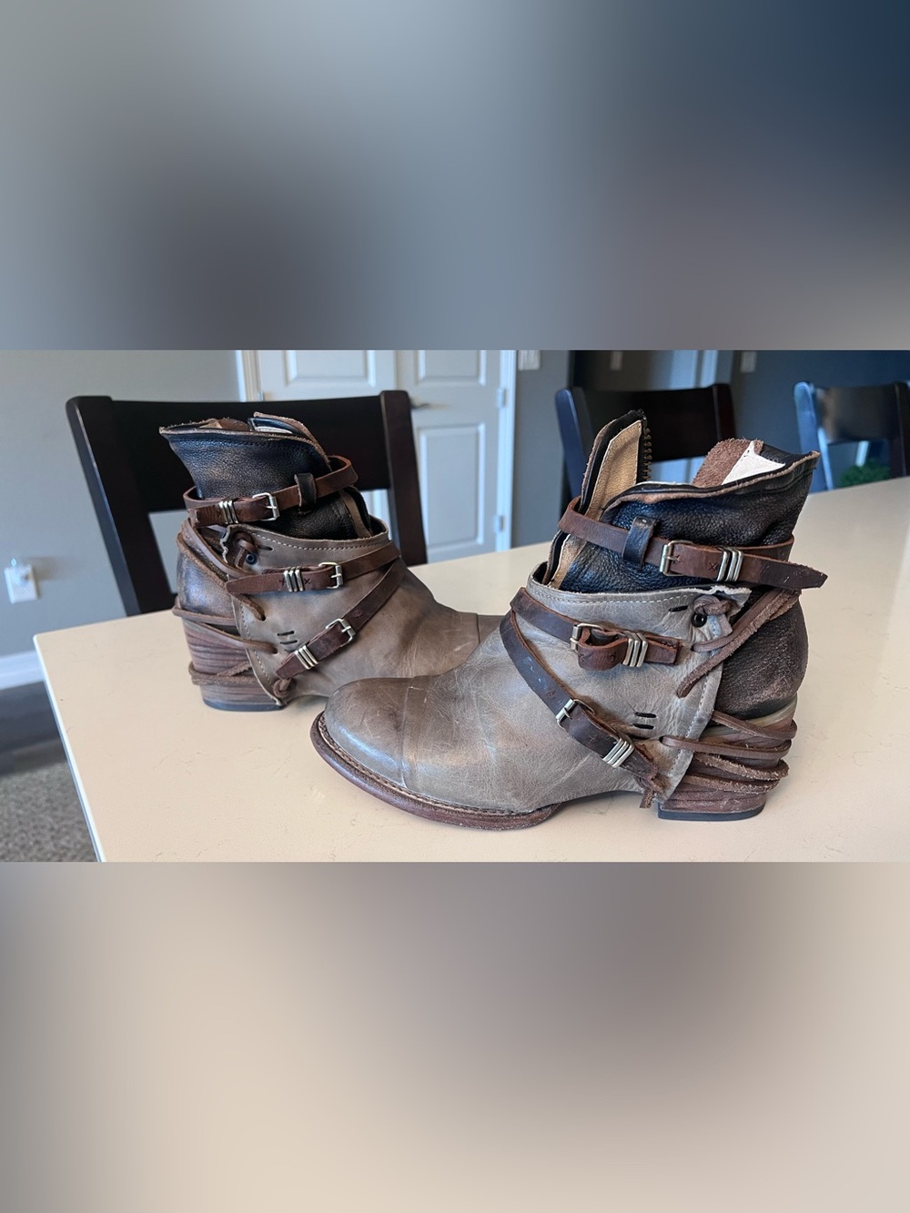 Freebird by Steven Crue Gray Multi Leather Ankle Boots